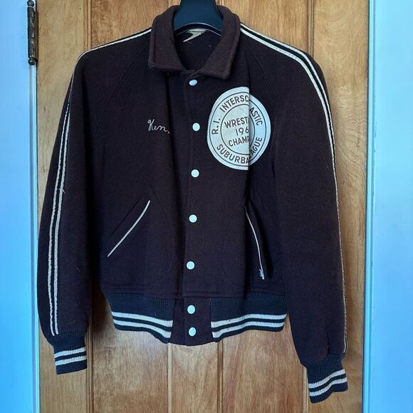 STUNNING VTG 1964 Letterman’s Jacket Mens Small State Champs Midcentury 1960s - Picture 2 of 10